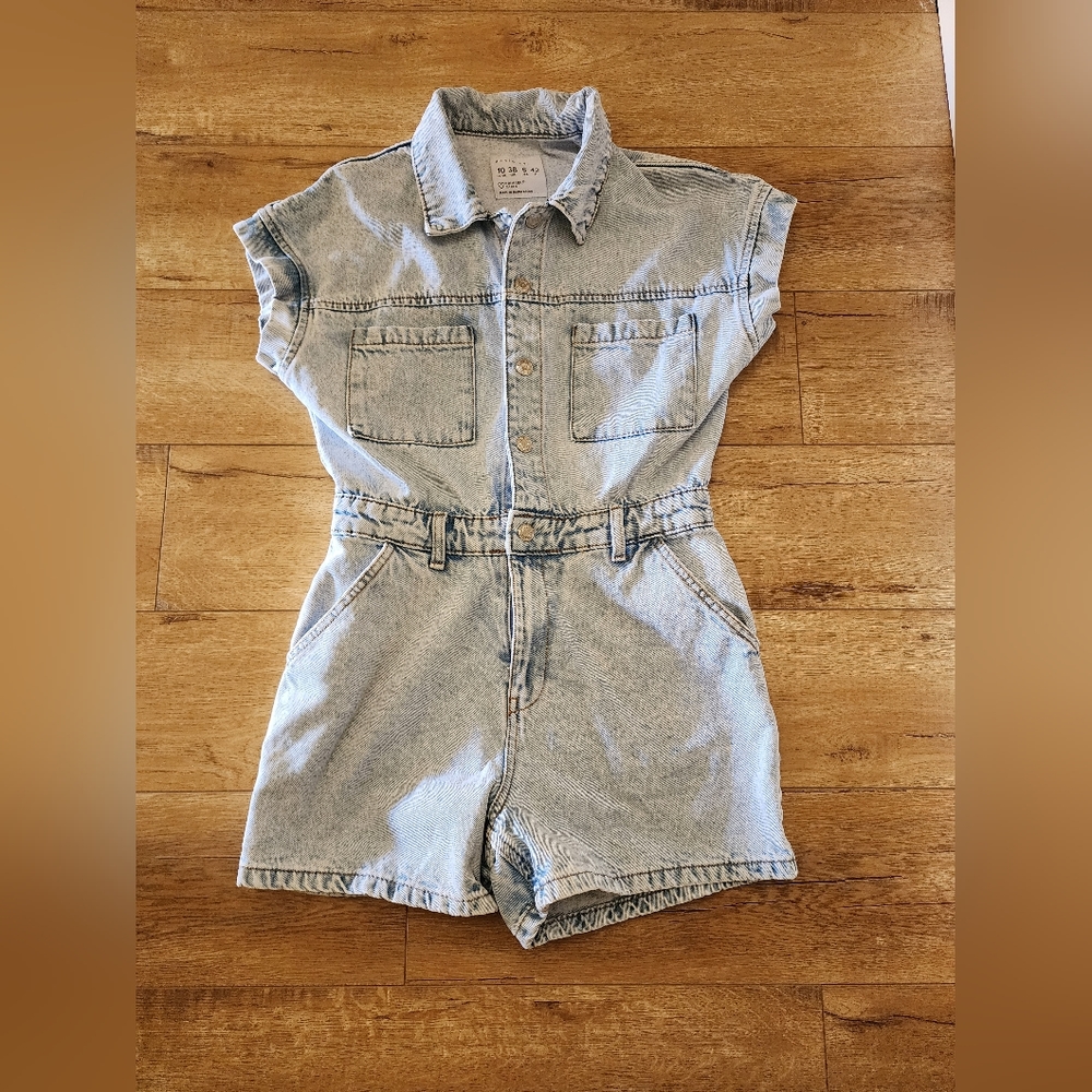 Primark Denim &Co Shorts Playsuit Jumpsuit Romper 6 Rigid Thick Denim Washed View 2